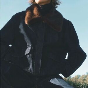 Sold out, H&M fluffy collar denim jacket M